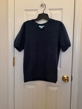 CeCe Blue Crewneck Short Sleeve Sweater